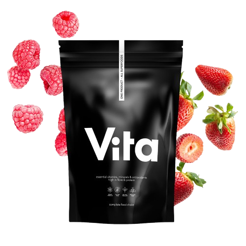 VITA SHAKE zemeņu un aveņu kokteilis 