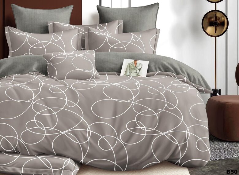 Gultasveļas komplekts pelēkā krāsā ar cilpu rakstu (B50)
