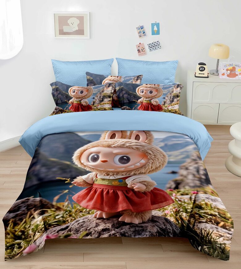 Bērnu gultasveļa - LABUBU ar sarkaniem svārkiem