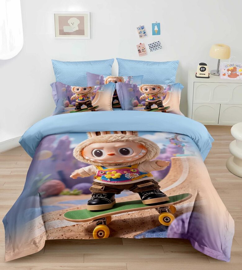 Bērnu gultasveļa - LABUBU uz skrituļdēļa 