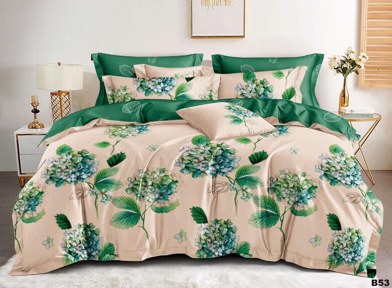 Gultasveļas komplekts ar rozā un zaļu toni (B53)