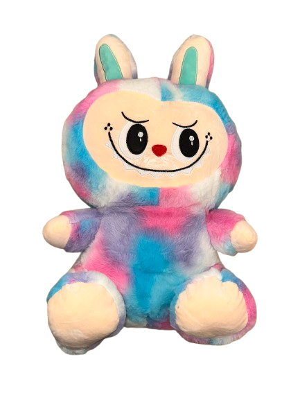 Raibā Labubu mantiņa (koši rozā un zils) + pleds