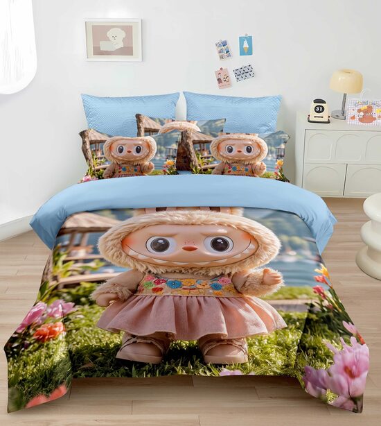 Bērnu gultasveļa - LABUBU ar maigi rozā svārkiem