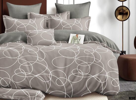 Gultasveļas komplekts pelēkā krāsā ar cilpu rakstu (B50)