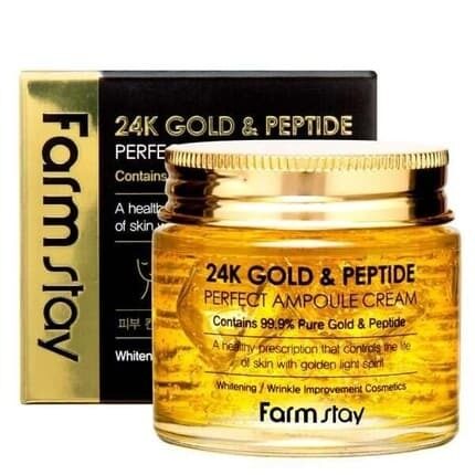 FARMSTAY 24K Gold & Peptide Perfect Ampoule Cream, 80 ml