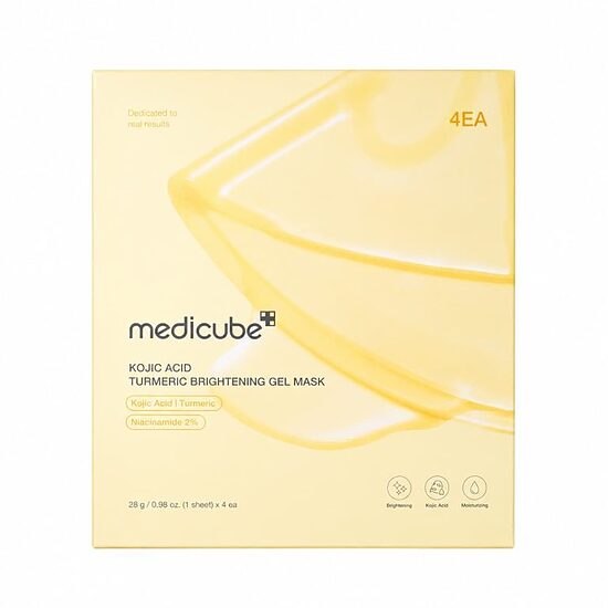 Medicube – kojskābes un kurkumas izgaismojoša želejas maska, 4 loksnes EAN: 8800289475009