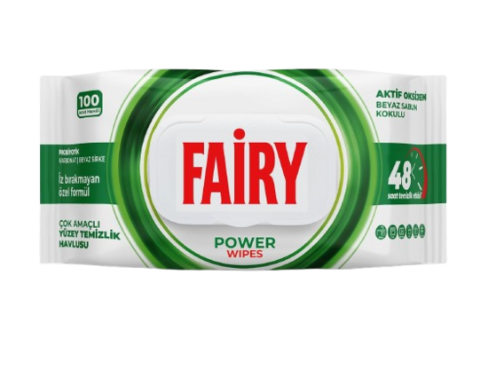 Fairy Power Wipes universālās mitrās tīrīšanas salvetes 100 gb